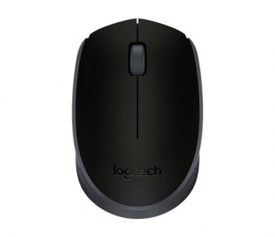 Egér, vezeték nélküli, optikai, közepes méret, USB, LOGITECH "M171", fekete