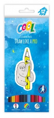 Színes ceruza készlet, háromszögletű, COOL BY VICTORIA, 12 különböző szín