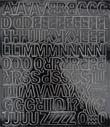 Öntapadós matrica, 2 cm-es, betűlap, fekete