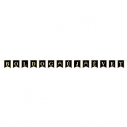 Felirat, 200 cm, "Boldog Új Évet", fekete-arany